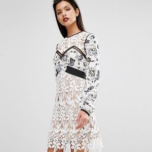 Self-Portrait Swallow Floral Lace Mini Dress